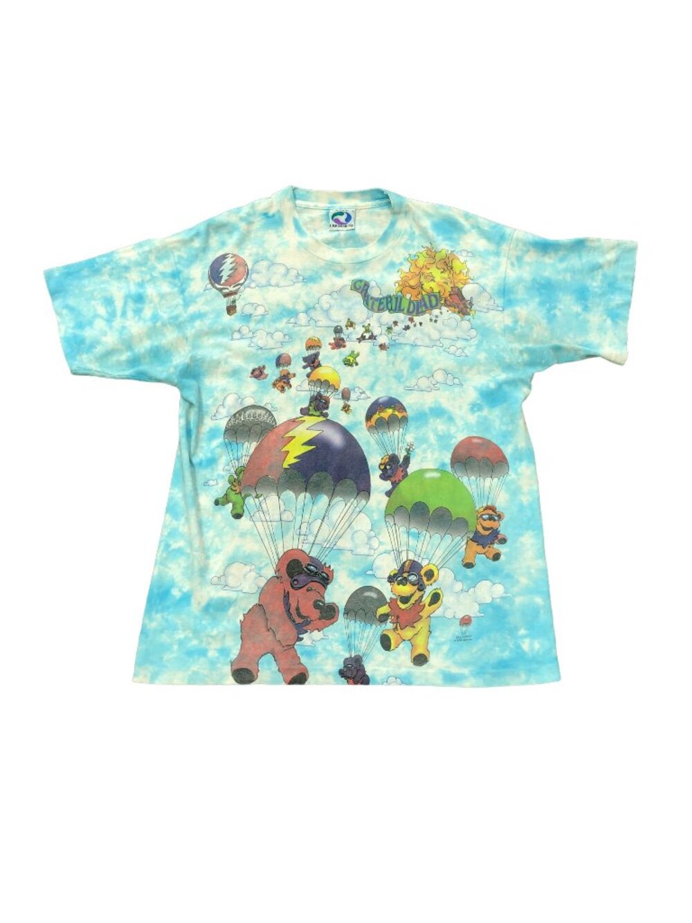 Vintage Liquid Blue Grateful Dead Parachute Bears Greg Genrich Tie Dye T-Shirt
